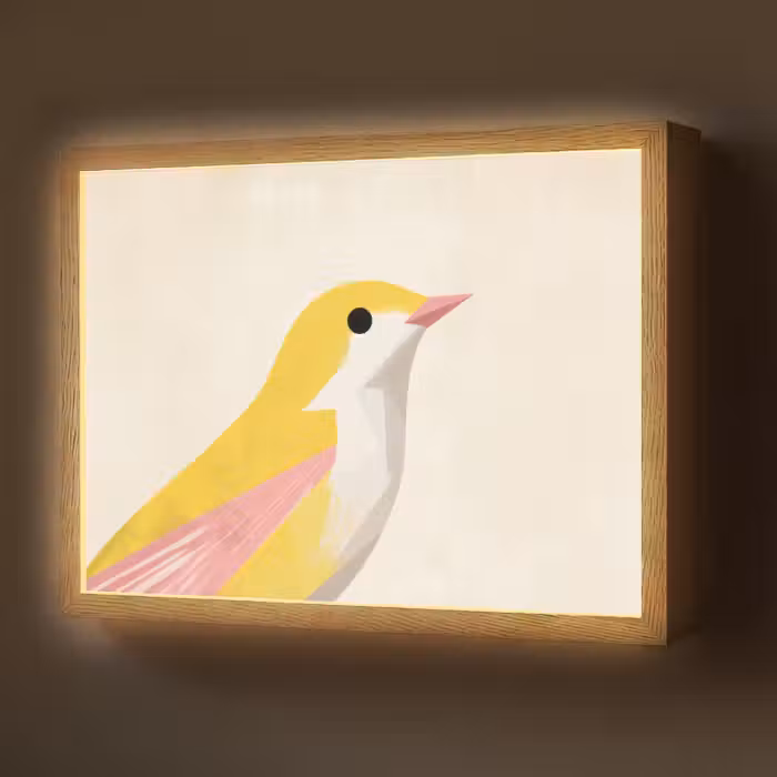 Lightbox - Wandlamp - Vogel - Minimalistisch - Geel