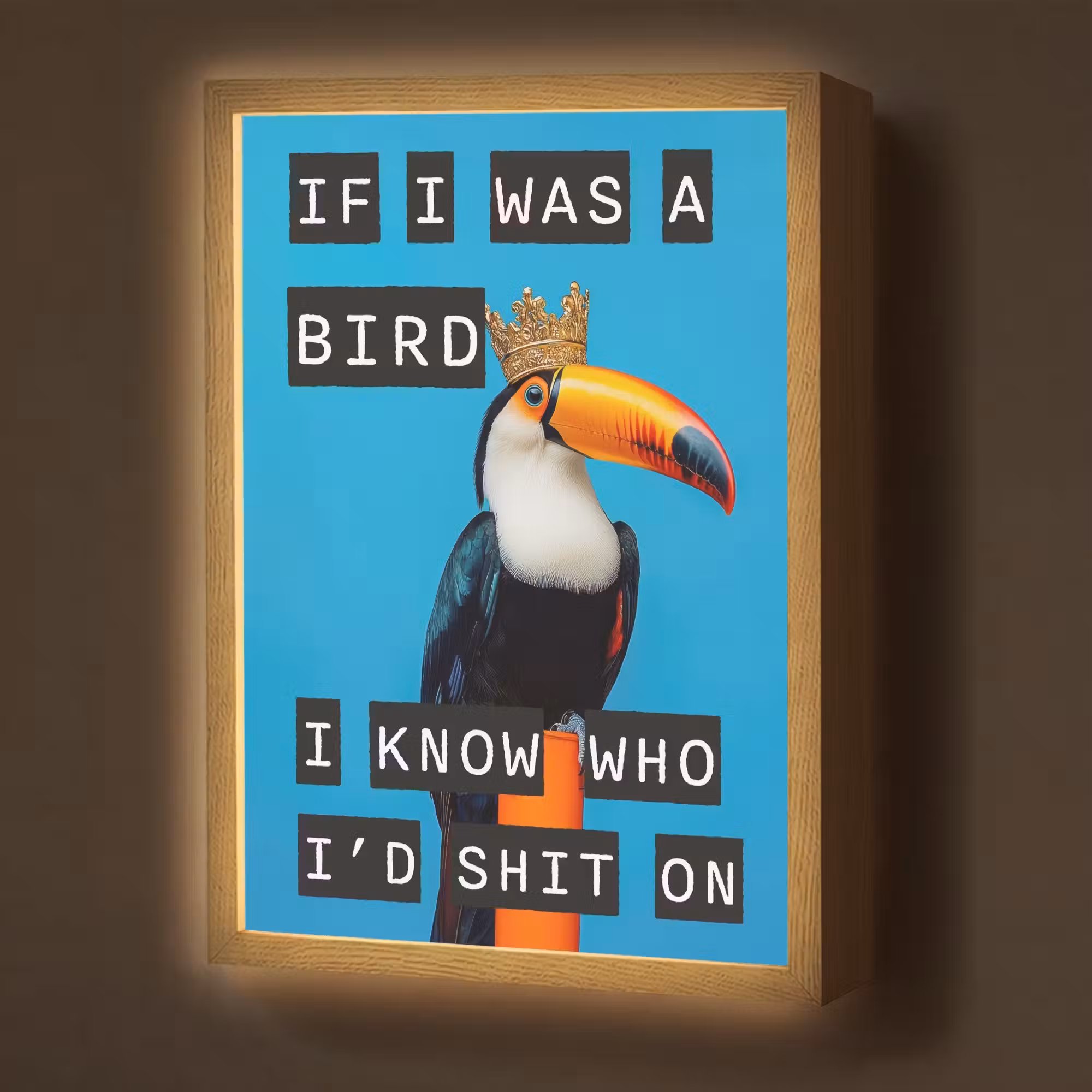 Lightbox - Wandlamp - Vogel - Toekan - Blauw - Quotes