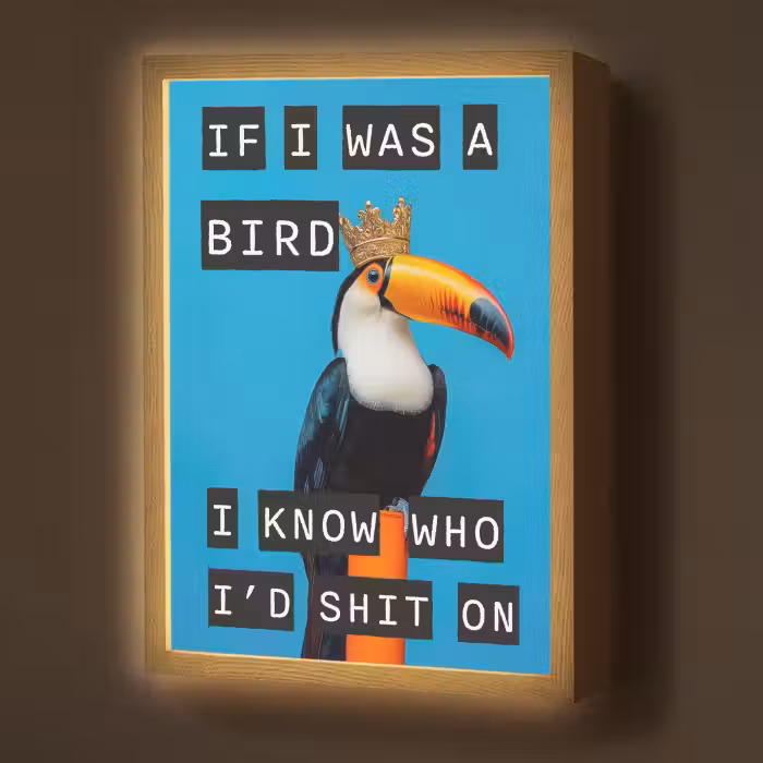 Lightbox - Wandlamp - Vogel - Toekan - Blauw - Quotes