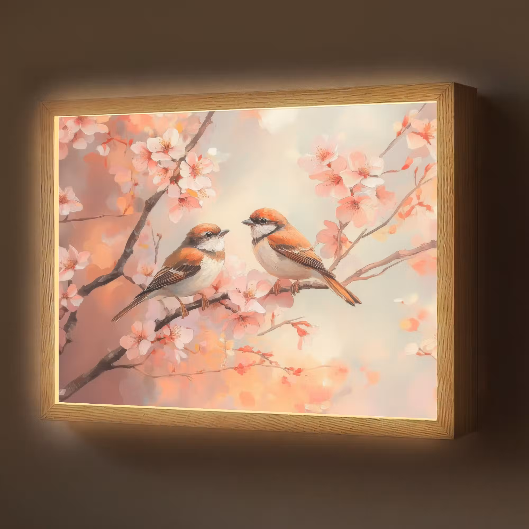 Lightbox - Wandlamp - Vogels - Romantic - Bloesemtak