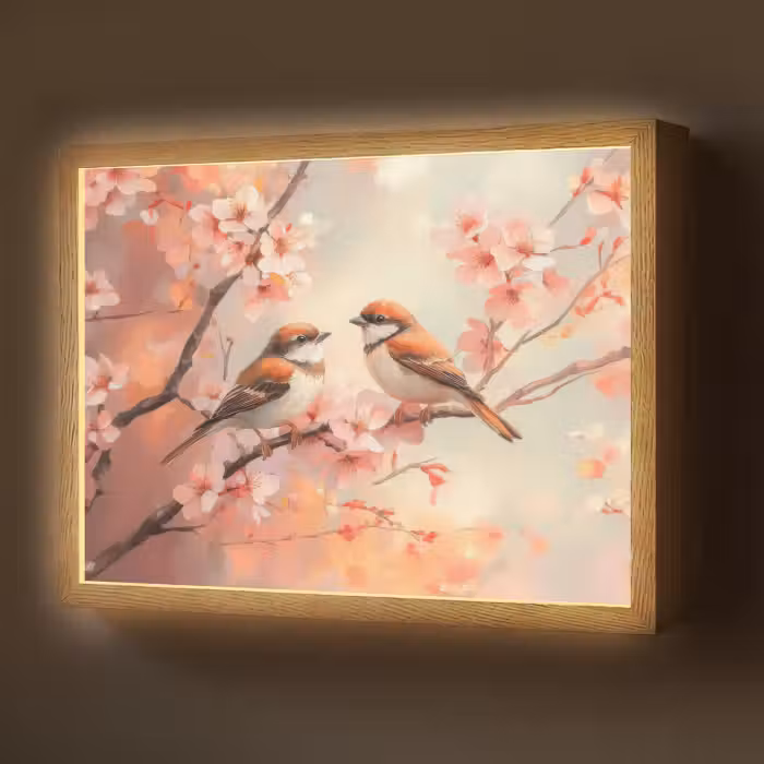 Lightbox - Wandlamp - Vogels - Romantic - Bloesemtak