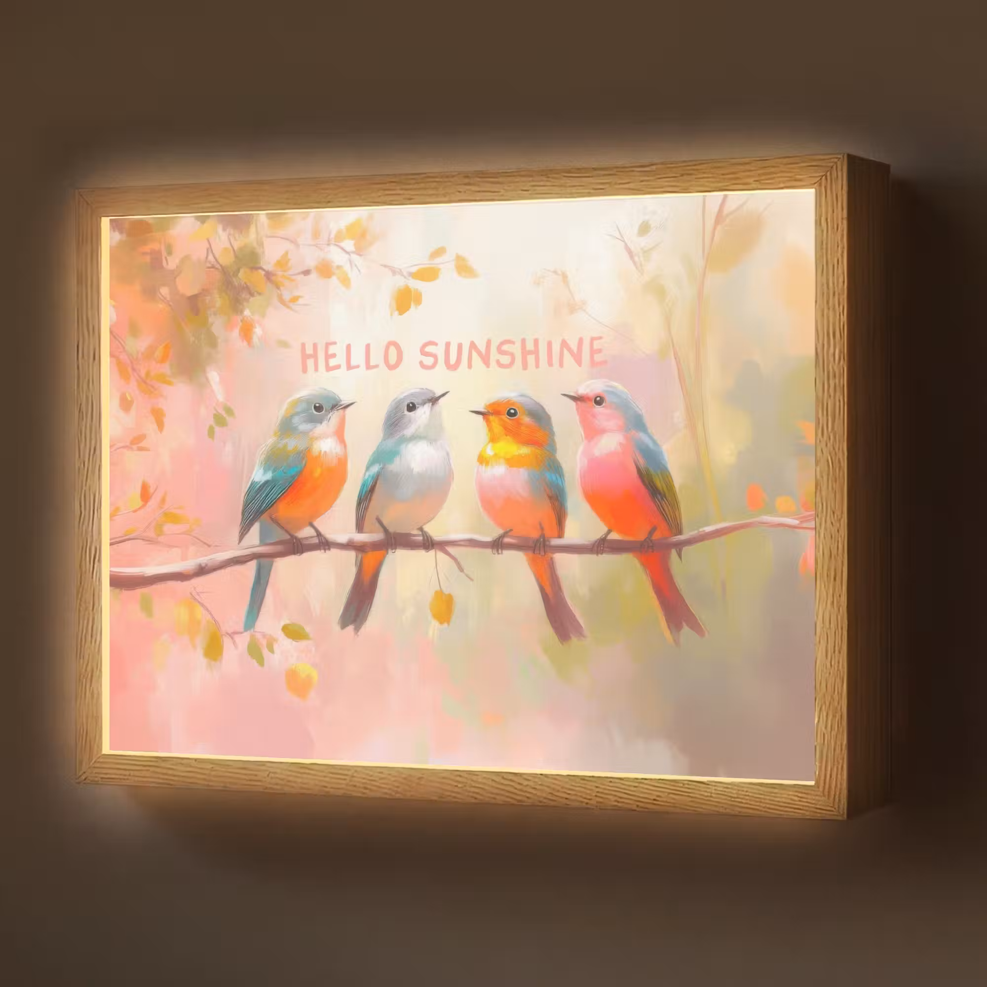 Lightbox - Wandlamp - Vogels - Tak - Quote - Roze