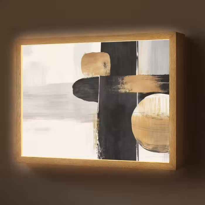 Lightbox - Wandlamp - Vormen - Penseelstreken - Abstract - Goud