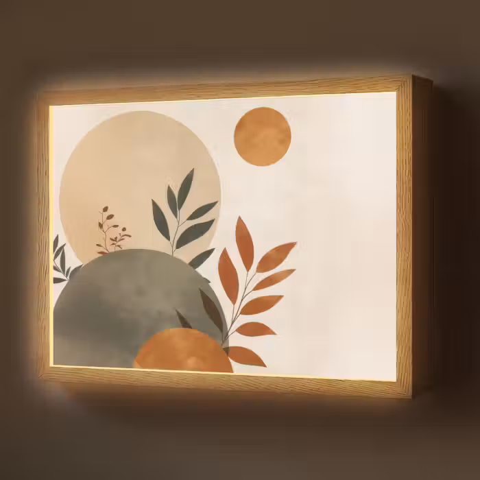 Lightbox - Wandlamp - Vormen - Rond - Bladeren - Beige
