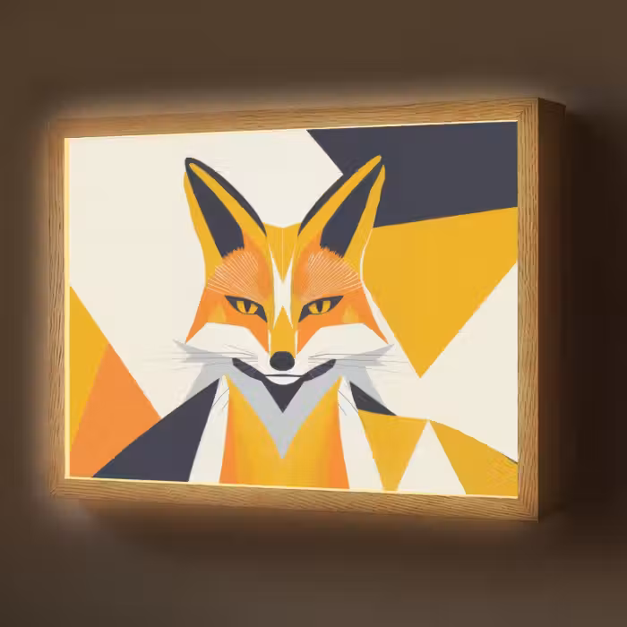 Lightbox - Wandlamp - Vos - Oranje - Abstract - Driehoeken