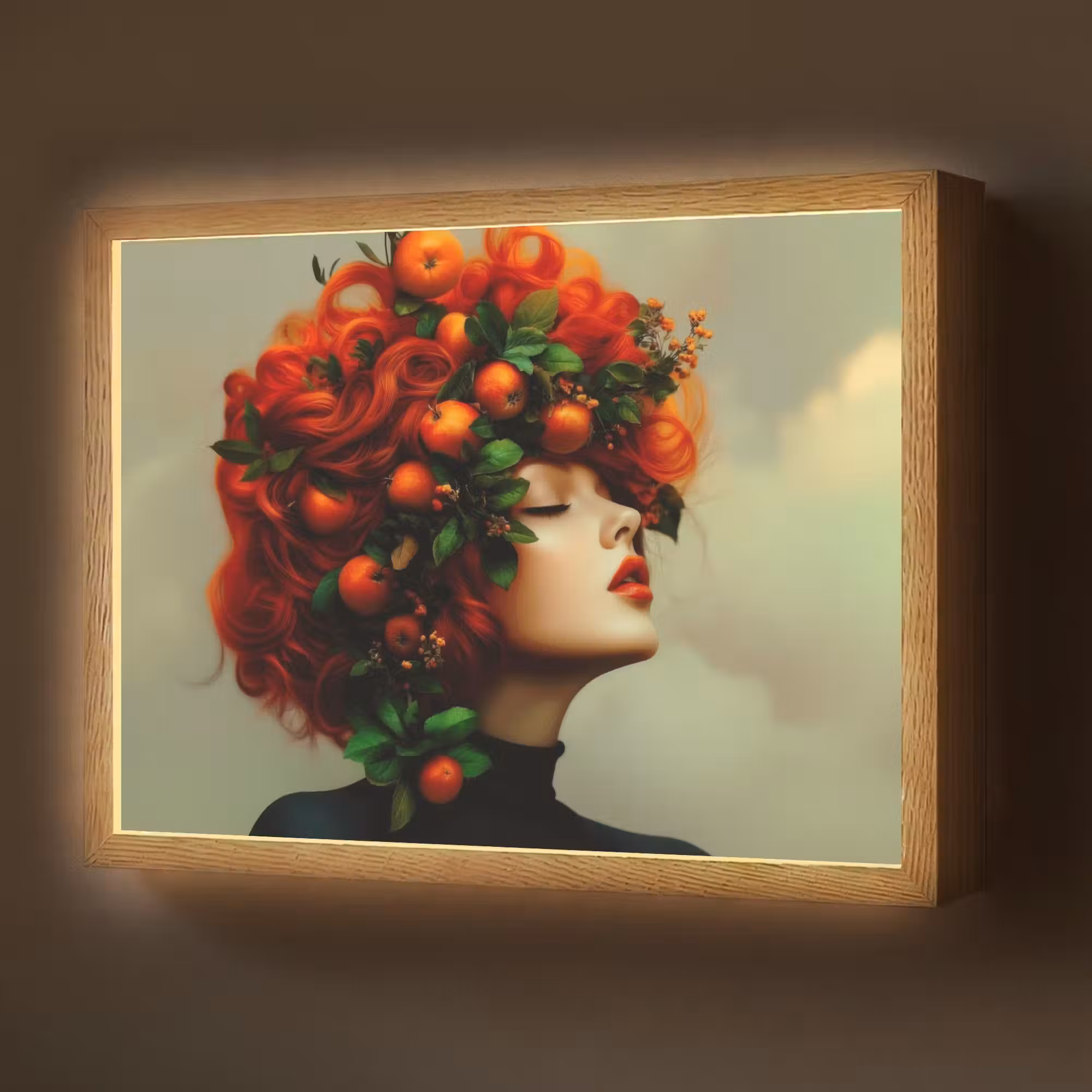 Lightbox - Wandlamp - Vrouw - Appels - Rood - Bladeren