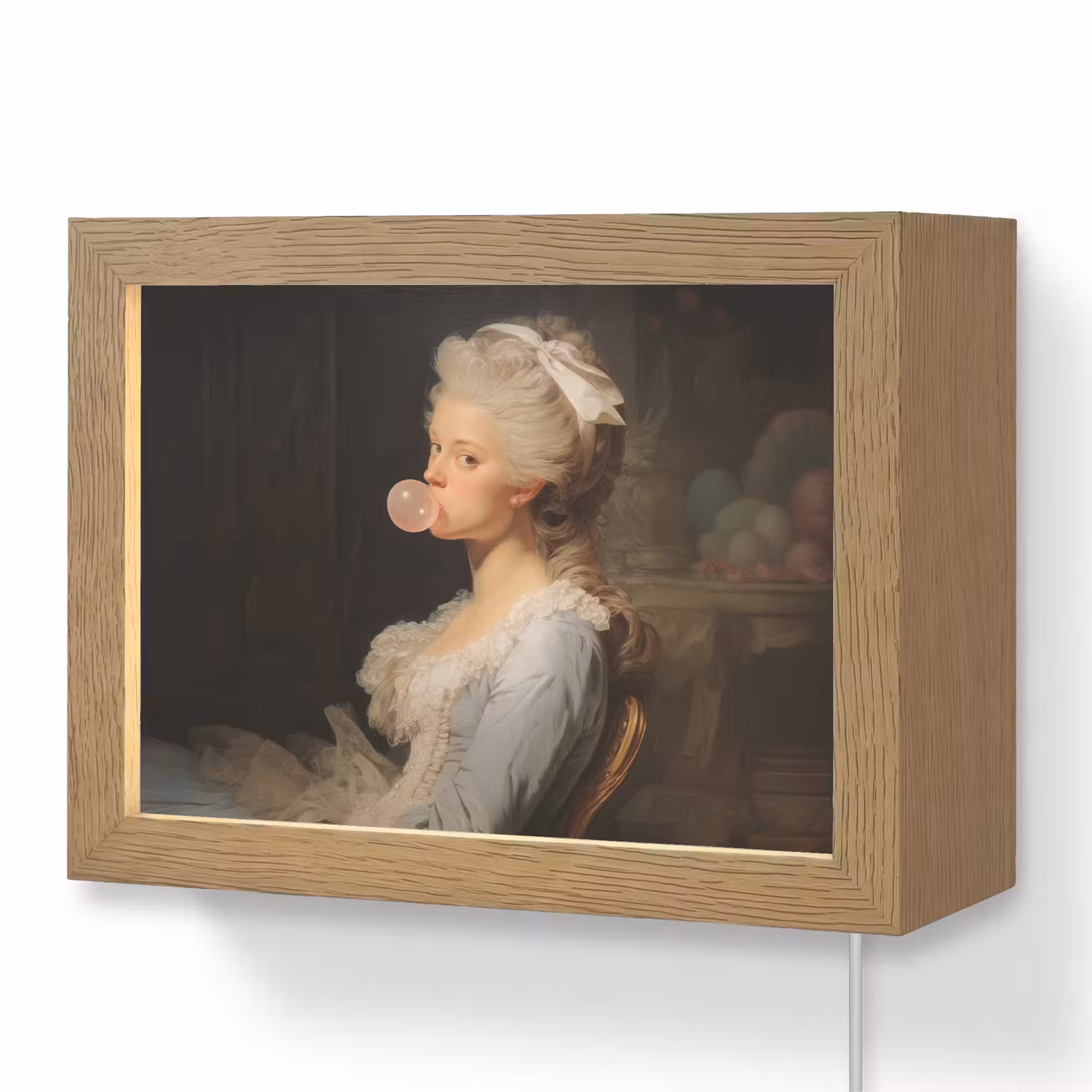 Lightbox - Wandlamp - Vrouw - Barokjurk - Kauwgom