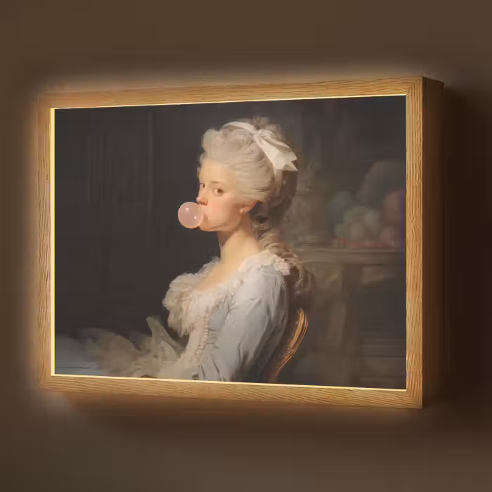 Lightbox - Wandlamp - Vrouw - Barokjurk - Kauwgom