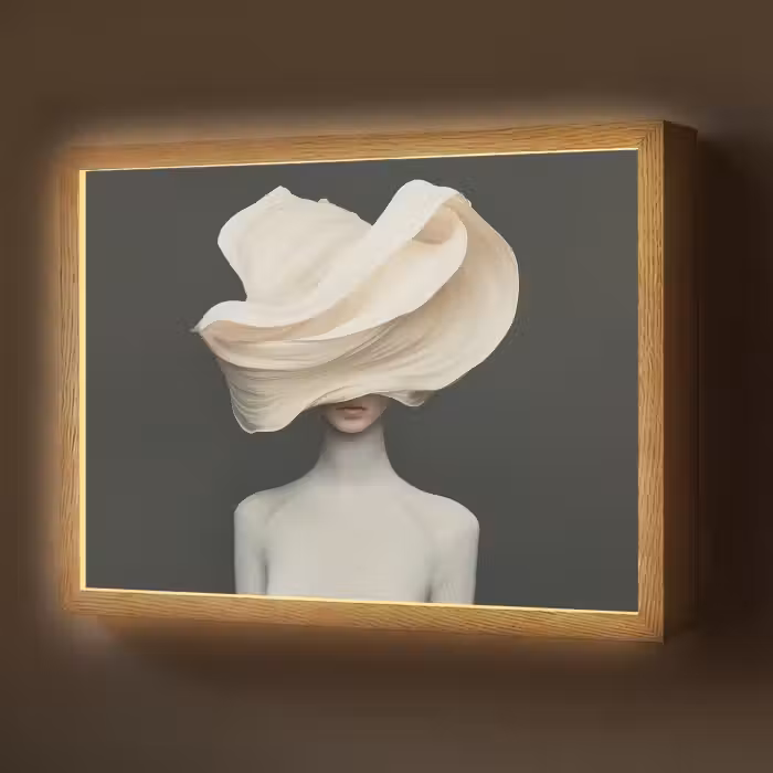 Lightbox - Wandlamp - Vrouw - Beige - hoed