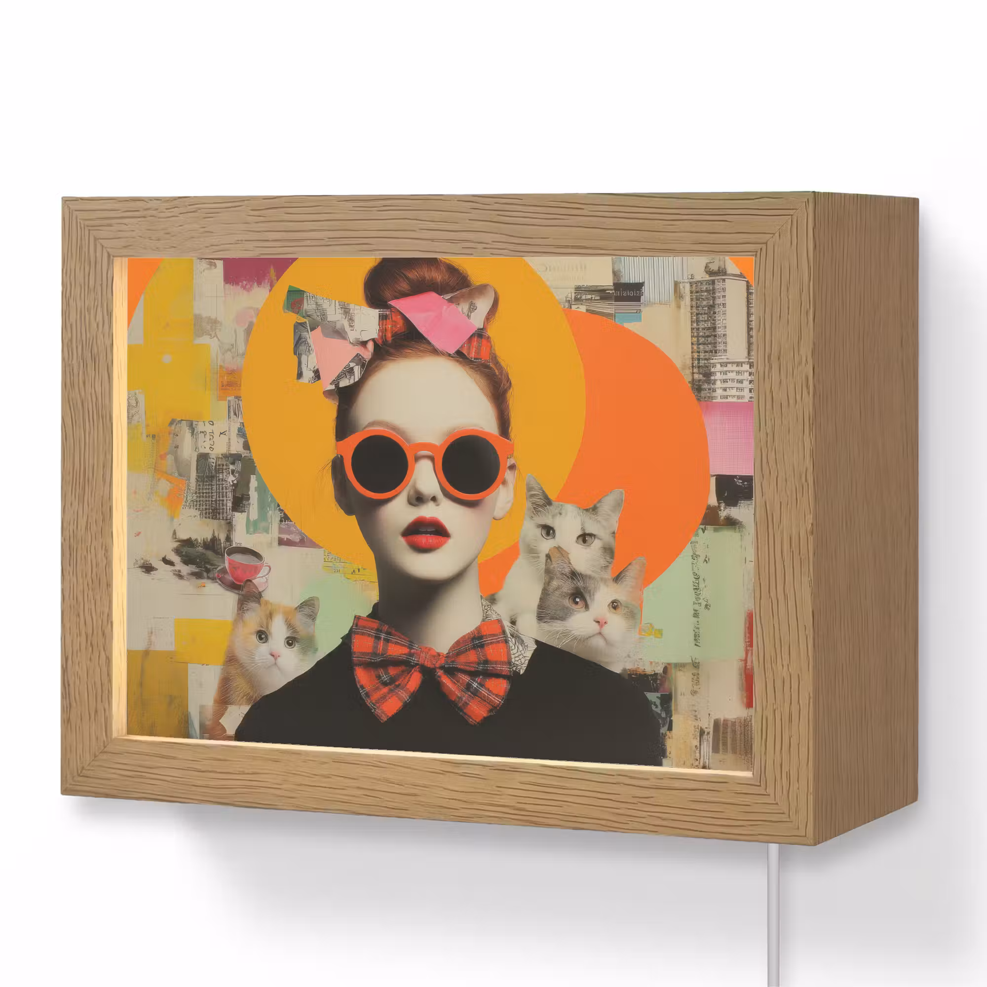 Lightbox - Wandlamp - Vrouw - Bril - Strik - Retro
