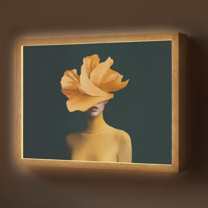 Lightbox - Wandlamp - Vrouw - Hoed - Geel
