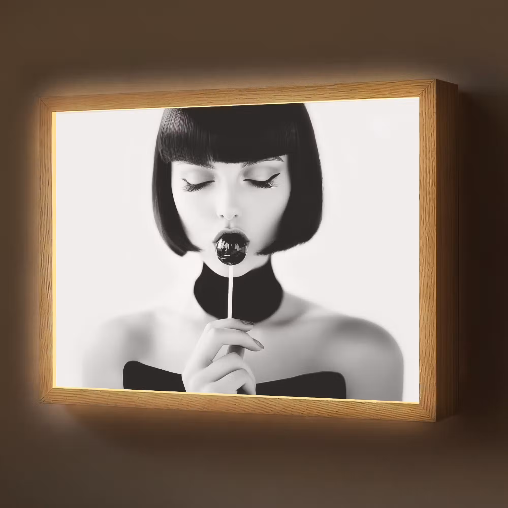 Lightbox - Wandlamp - Vrouw - Lolly - Zwart - Wit