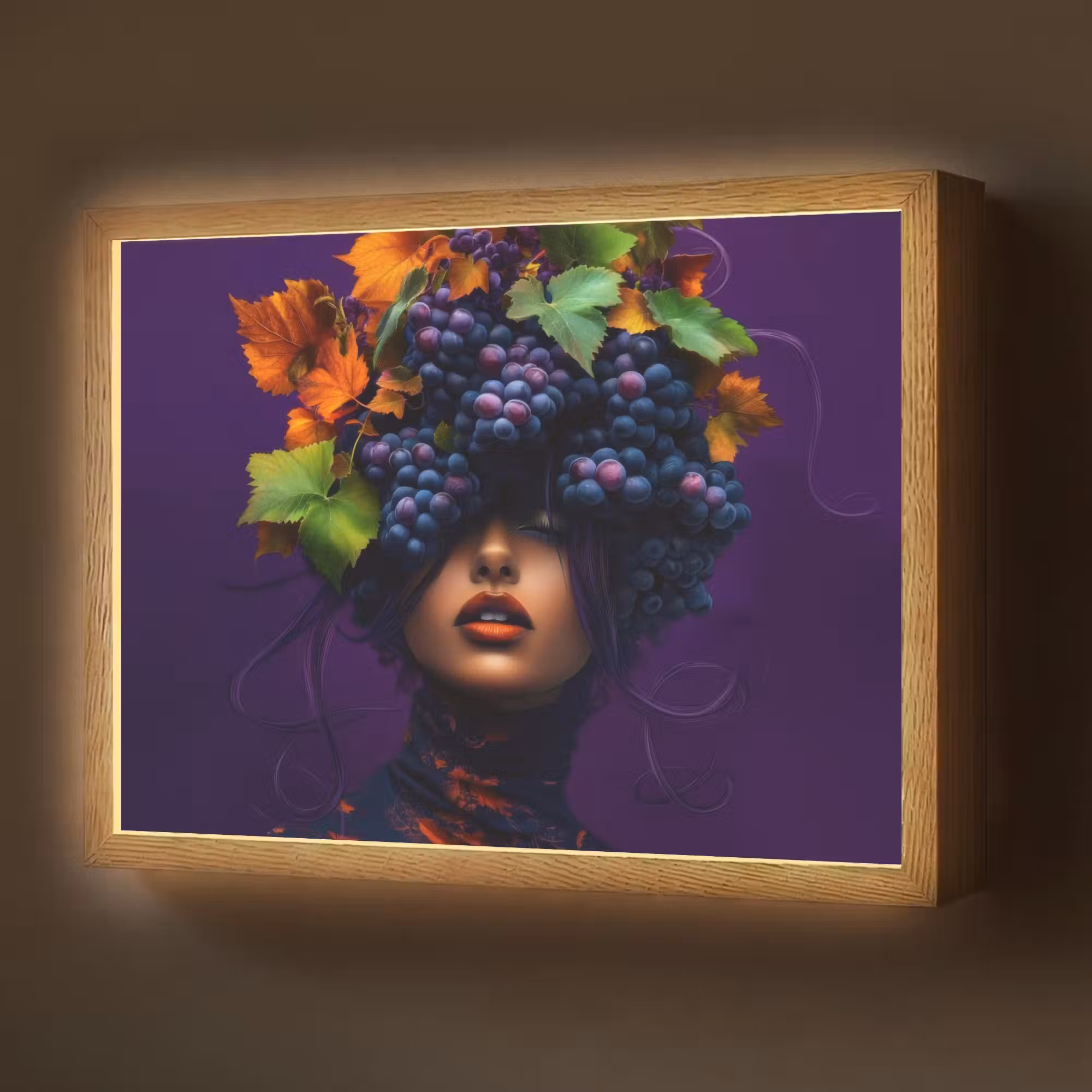 Lightbox - Wandlamp - Vrouw - Paars - Druiven