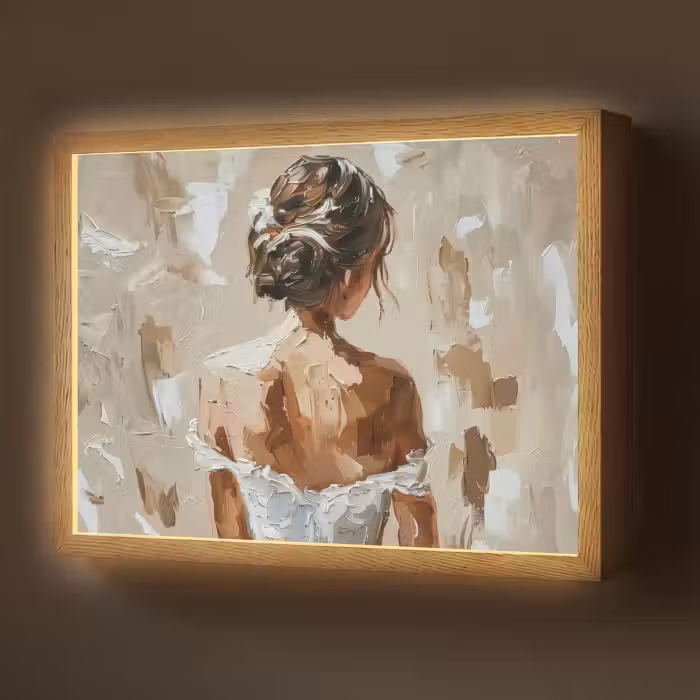 Lightbox - Wandlamp - Vrouw - Verf - Abstract - Beige - Modern