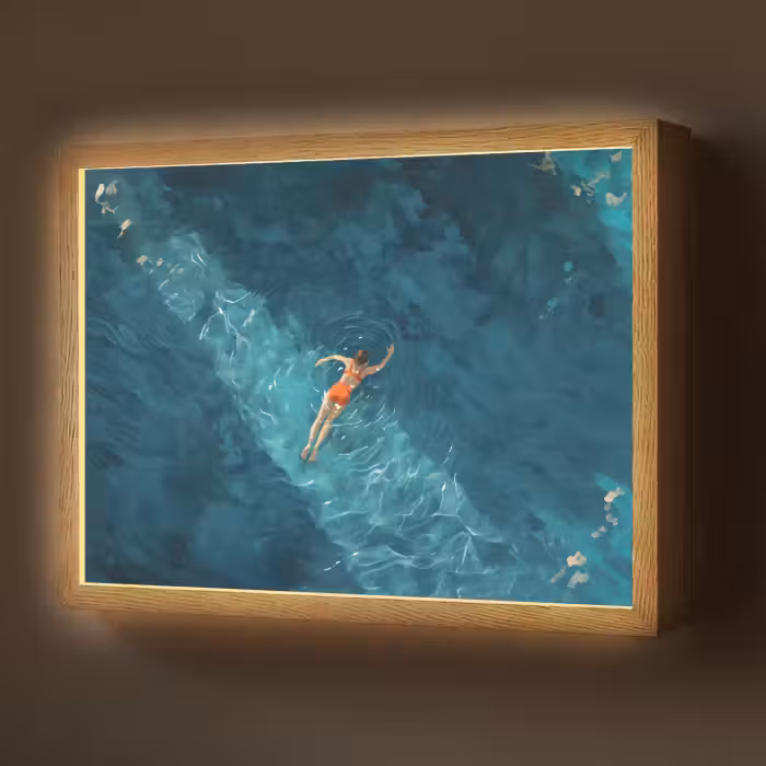 Lightbox - Wandlamp - Vrouw - Water - Bikini - Oranje