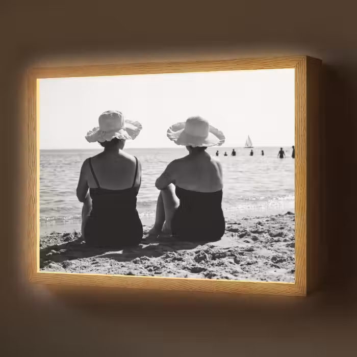Lightbox - Wandlamp - Vrouwen - Zonnehoed - Strand - Zwart - Wit