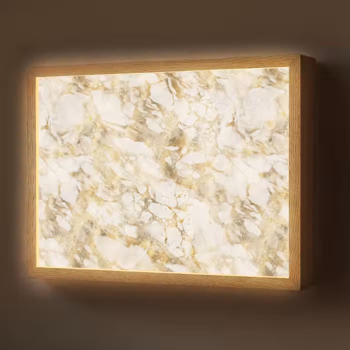 Lightbox - Wandlamp - Warm - Gouden - Marmer - Patroon
