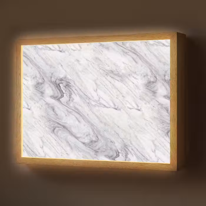 Lightbox - Wandlamp - Wervelende - Grijsstructuur - Marmer - Wit