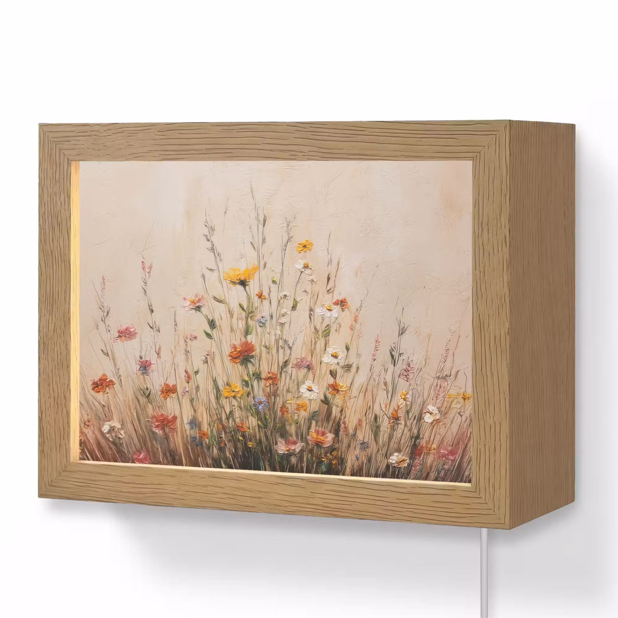 Lightbox - Wandlamp - Wilde bloemen - Penseelstreken - Rustgevend