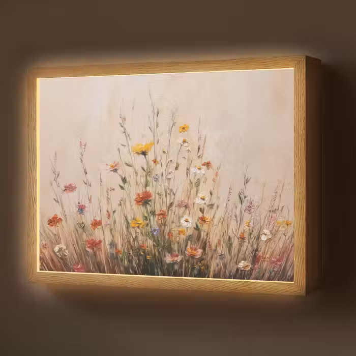 Lightbox - Wandlamp - Wilde bloemen - Penseelstreken - Rustgevend