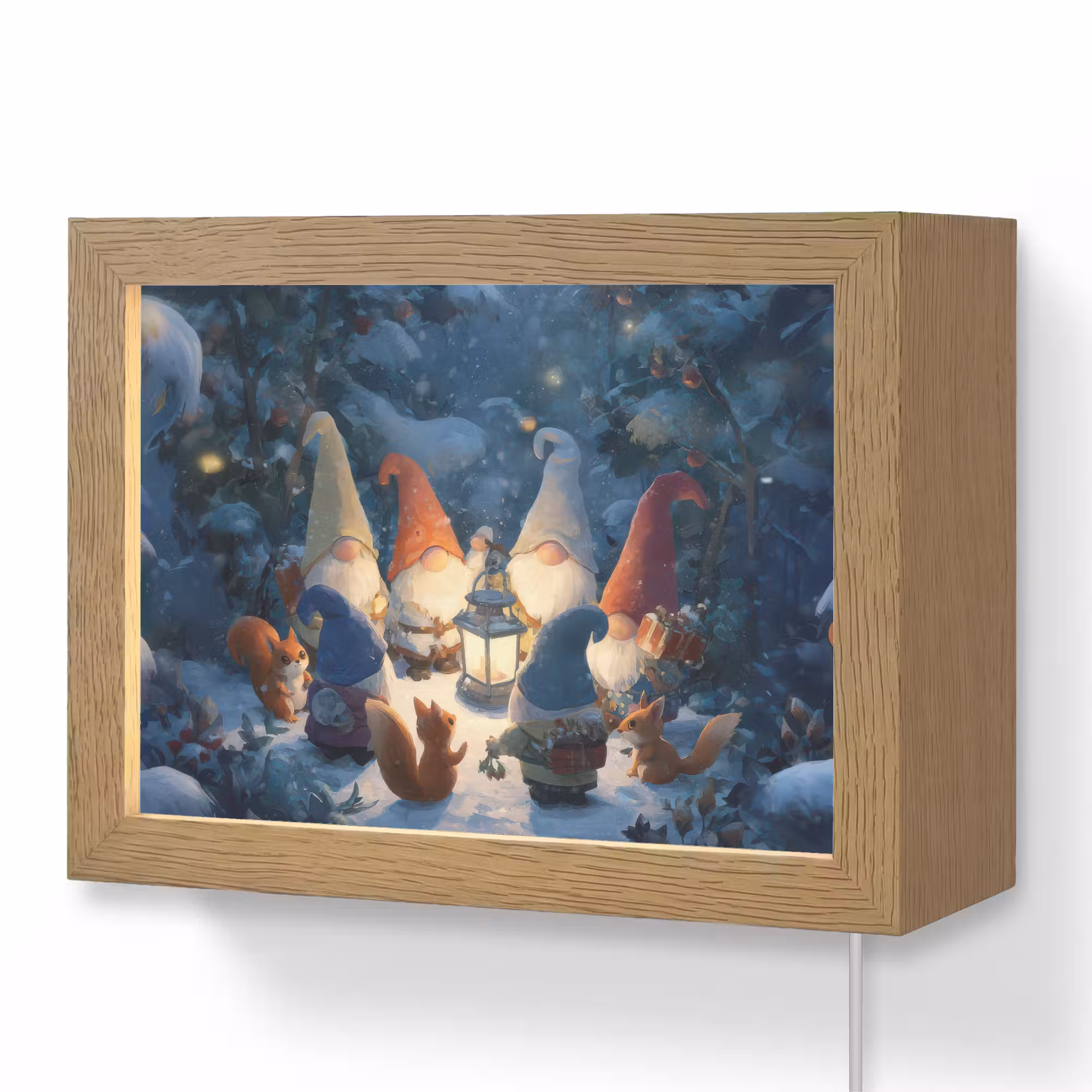 Lightbox - Wandlamp - Winter - Gnooms - Eekhoorns - Meerkleurig