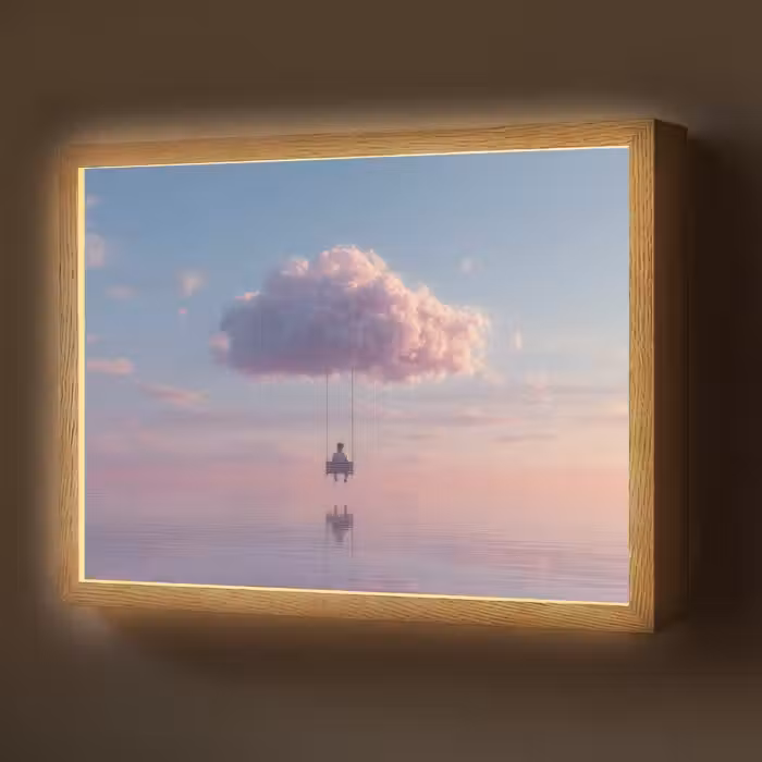 Lightbox - Wandlamp - Wolk - Schommel - Kleurrijke lucht