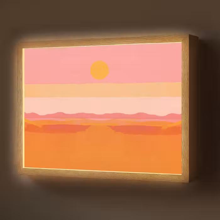 Lightbox - Wandlamp - Zon - Abstract - Landschap - Oranje