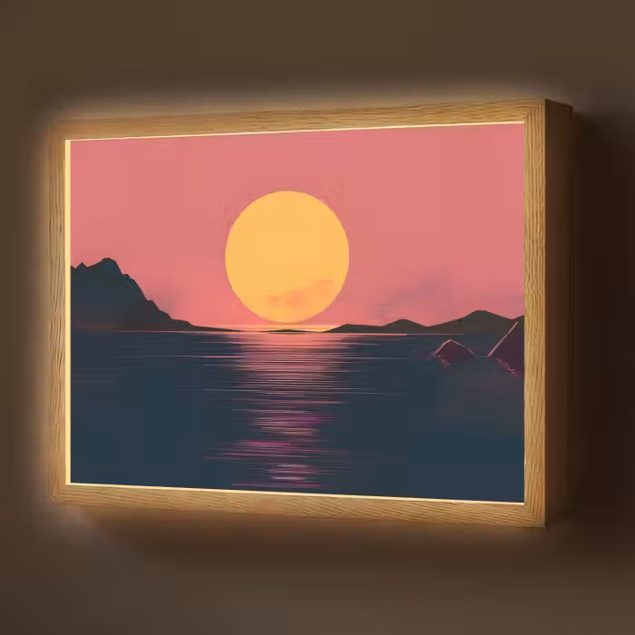 Lightbox - Wandlamp - Zon - Geel - Bergen - Water