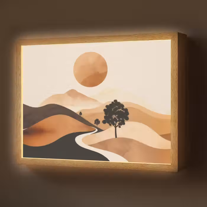 Lightbox - Wandlamp - Zon - Heuvels - Boom - Abstract
