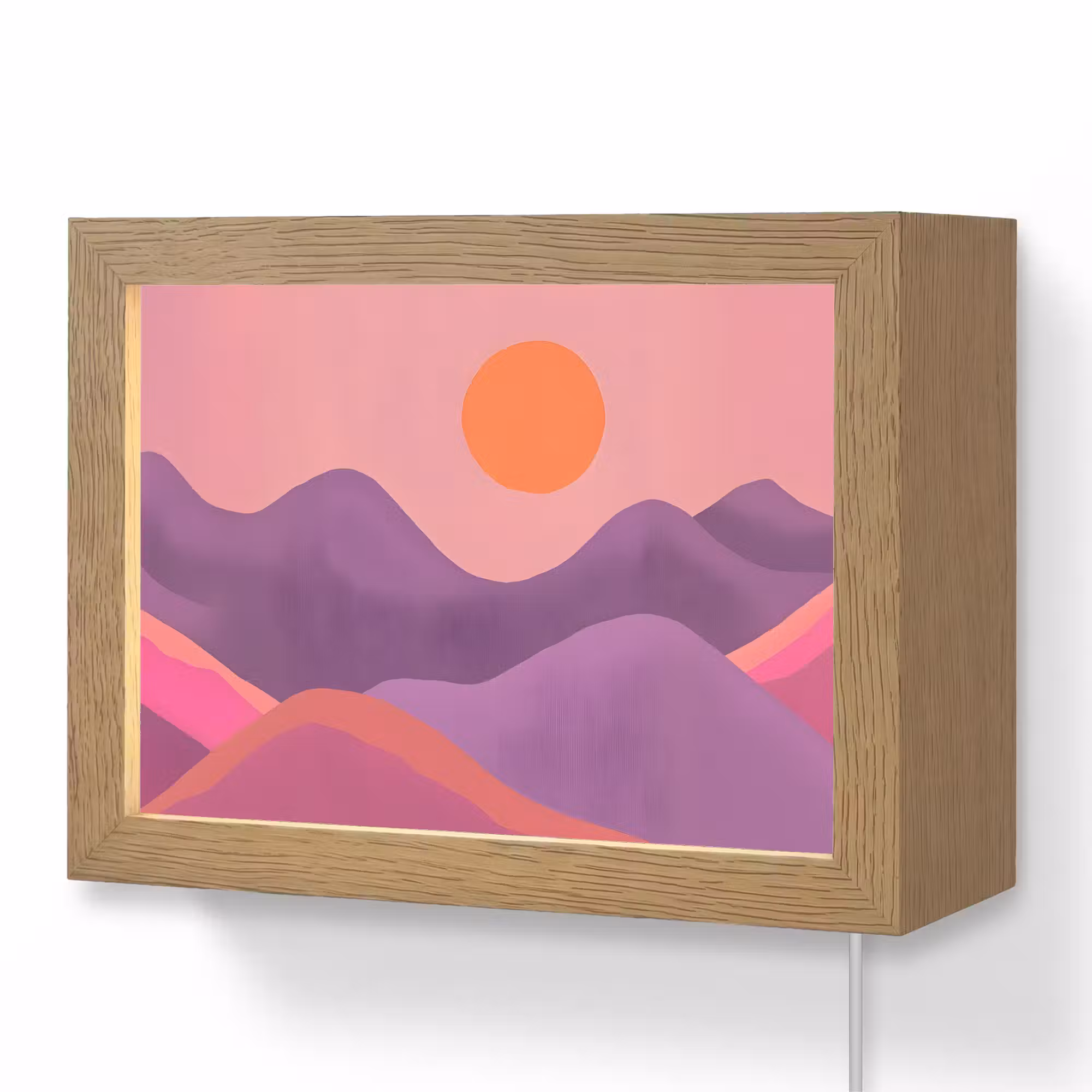 Lightbox - Wandlamp - Zon - Heuvels - Paars - Abstract