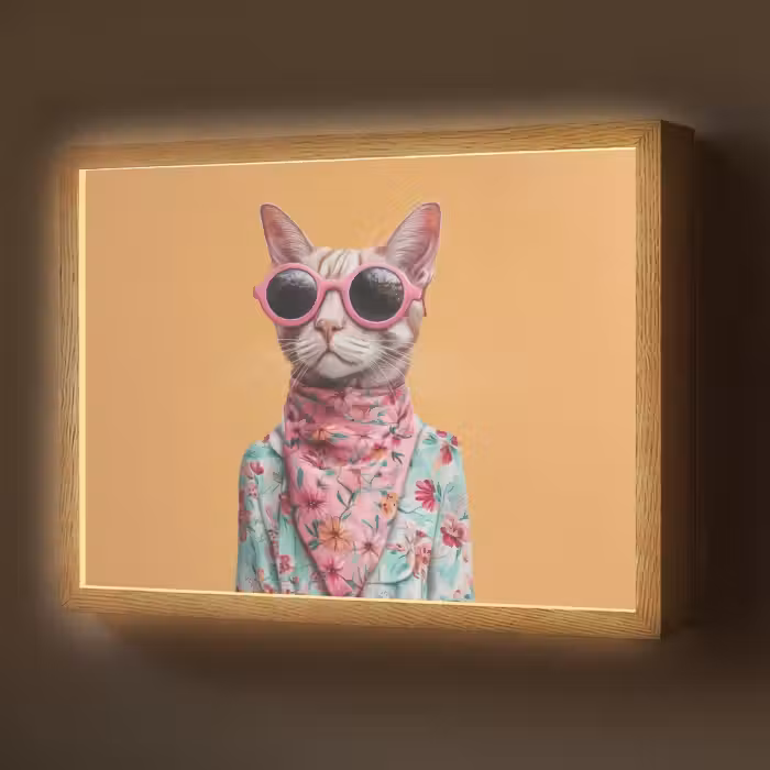 Lightbox - Wandlamp - Zonnebril - Kat - Sjaal - Bloemen