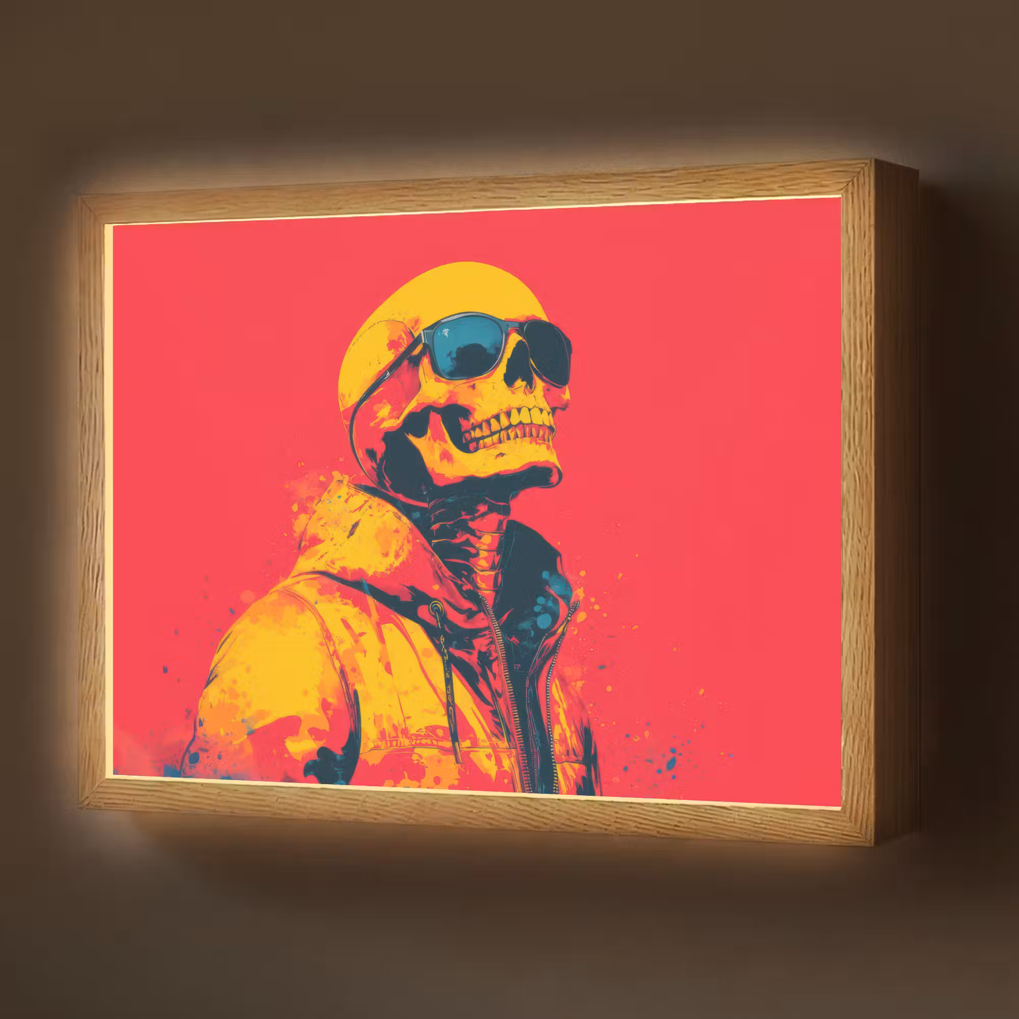 Lightbox - Wandlamp - Zonnebril - Schedel - Jas - Rood