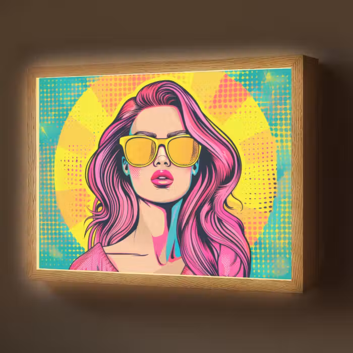 Lightbox - Wandlamp - Zonnebril - Vrouw - Zonnig - Geel