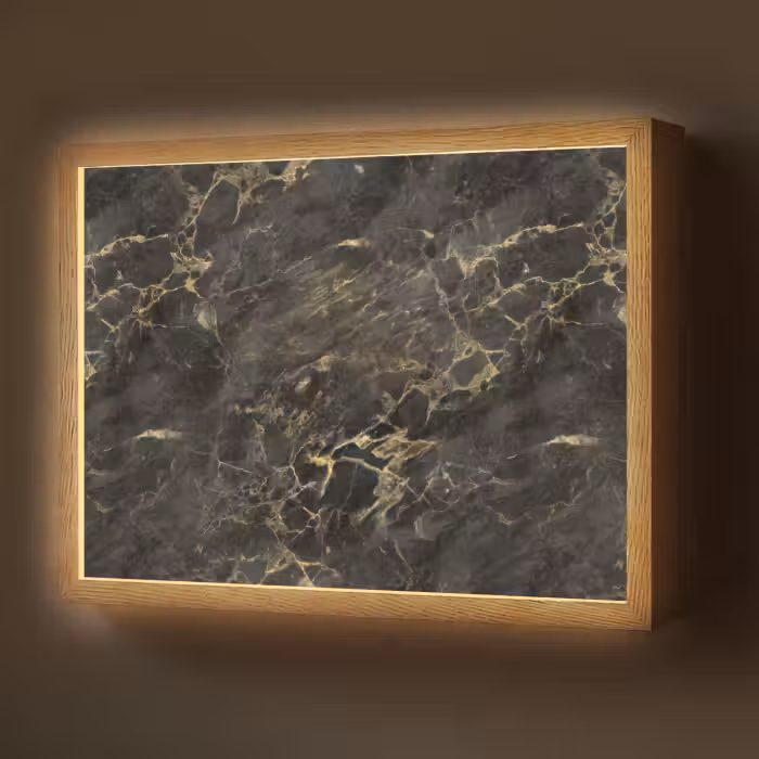 Lightbox - Wandlamp - Zwart - Marmer - Goud - Nerf