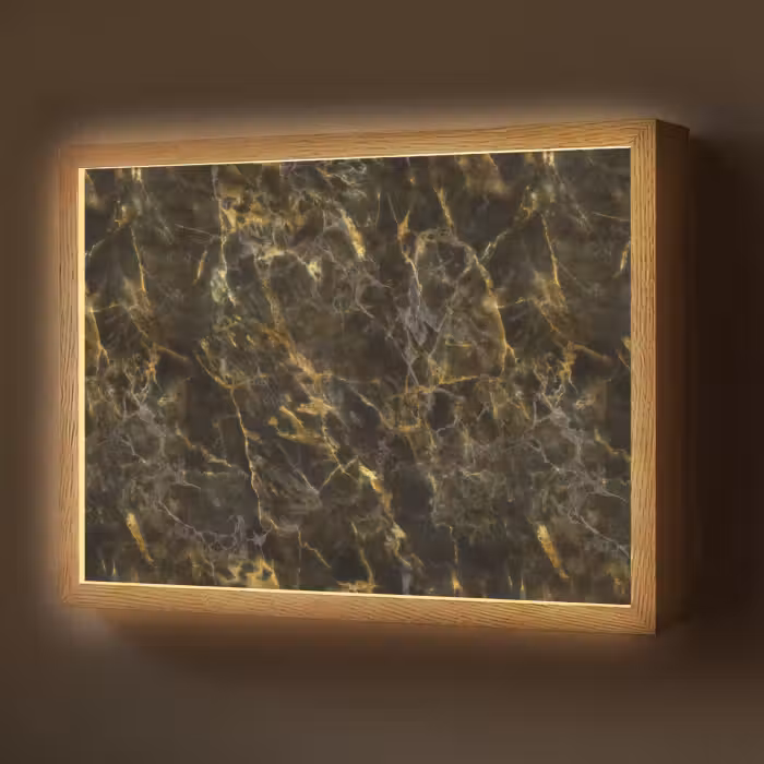 Lightbox - Wandlamp - Zwart - Marmer - Goud