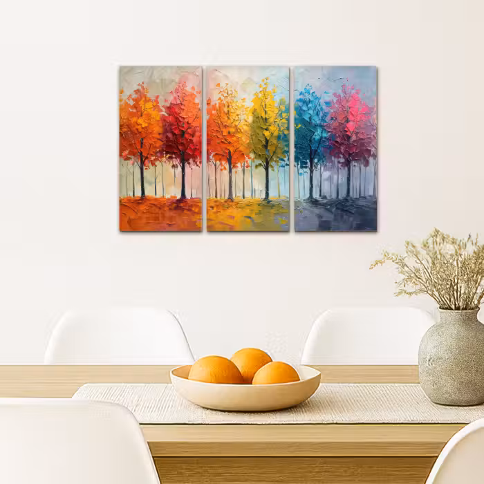 Meerluik schilderij -  3 luiken - Bomen - Kleurrijk - Modern - Verflook