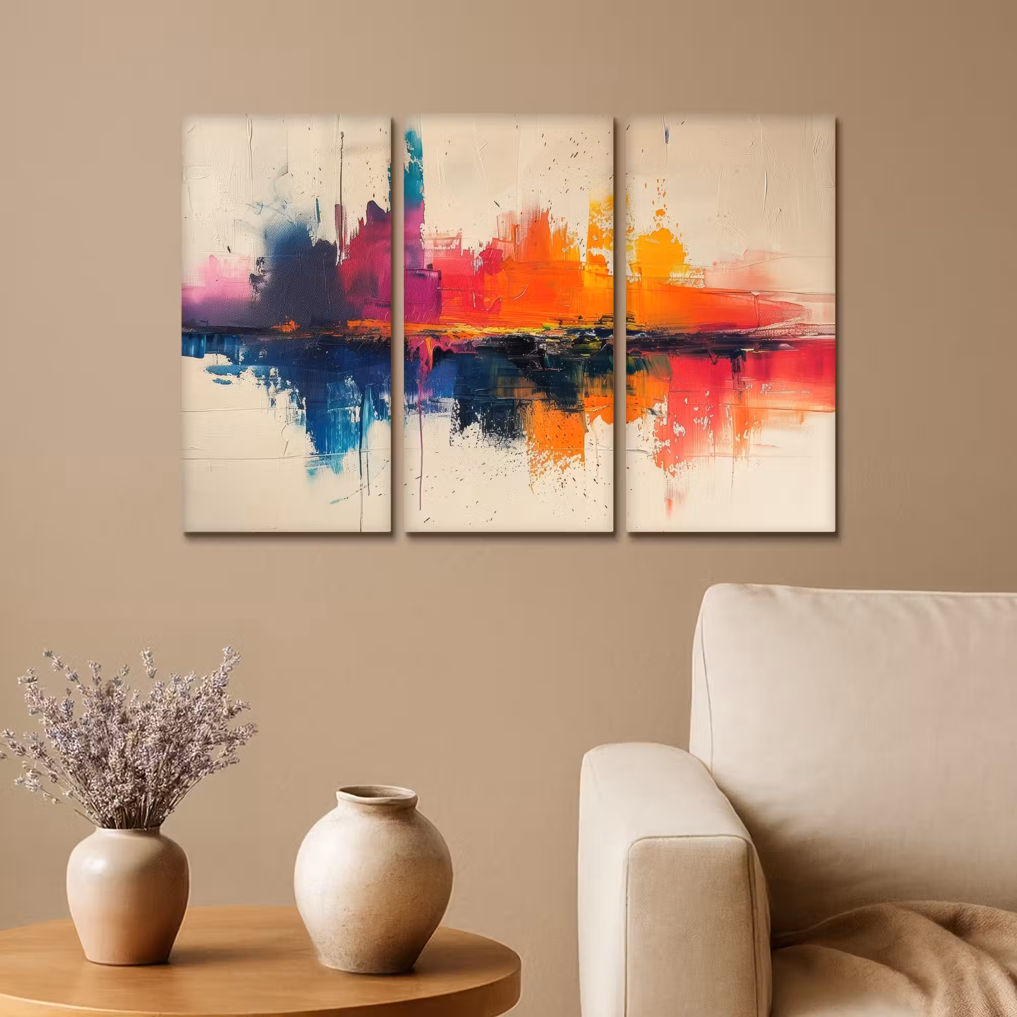 Meerluik schilderij - 3 luiken - Kleurrijk - Abstract - Verflook - Modern