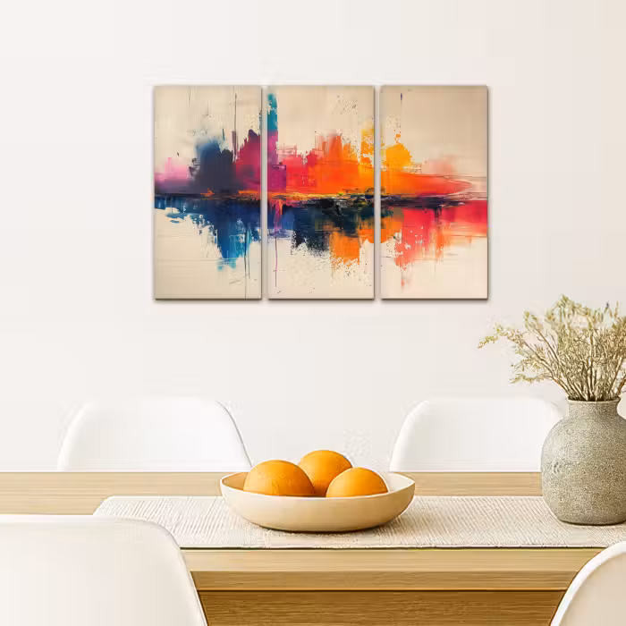 Meerluik schilderij -  3 luiken - Kleurrijk - Abstract - Verflook - Modern
