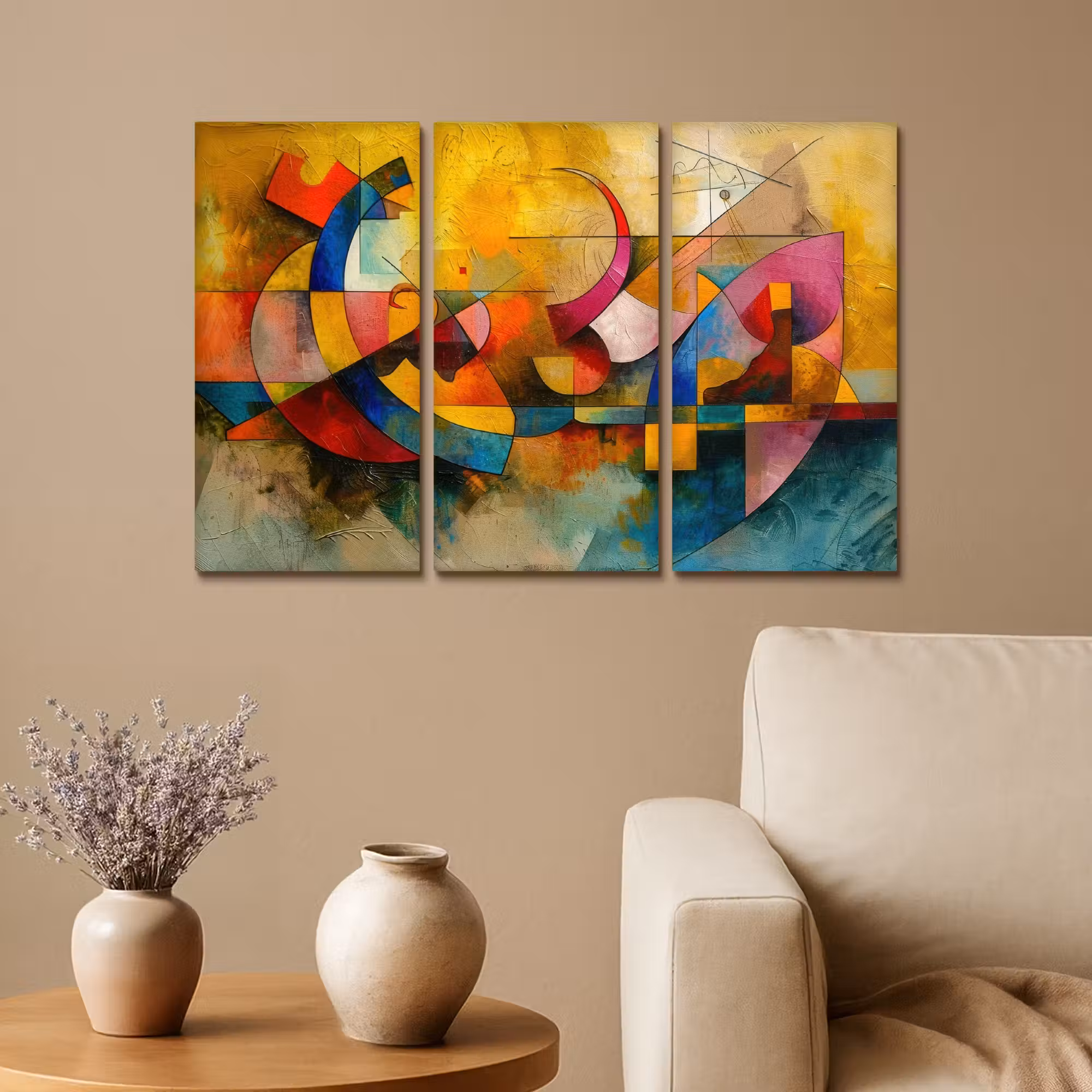 Meerluik schilderij - 3 luiken - Kleurrijk - Geometrisch - Abstract