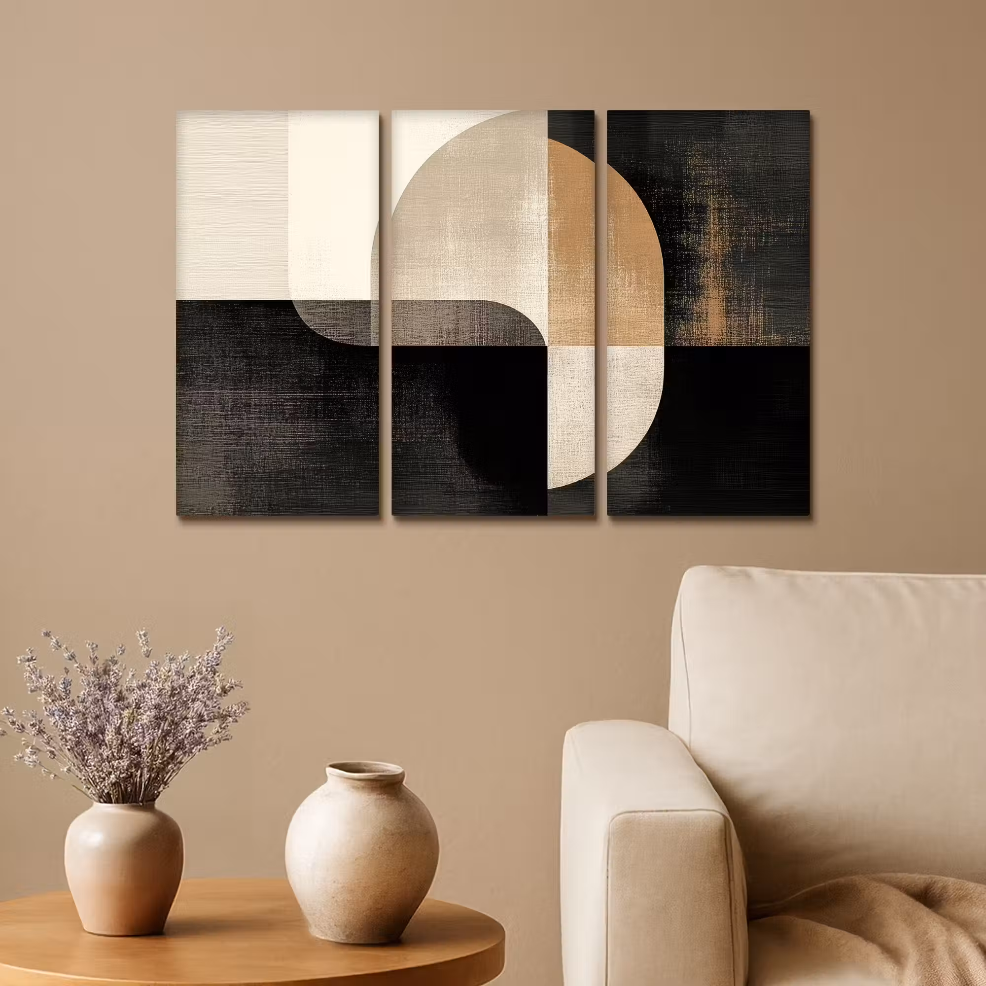 Meerluik schilderij - 3 luiken - Vormen - Abstract - Goud
