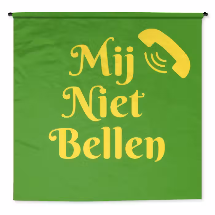 Wandkleed - Mij niet bellen - Telefoon - Groen