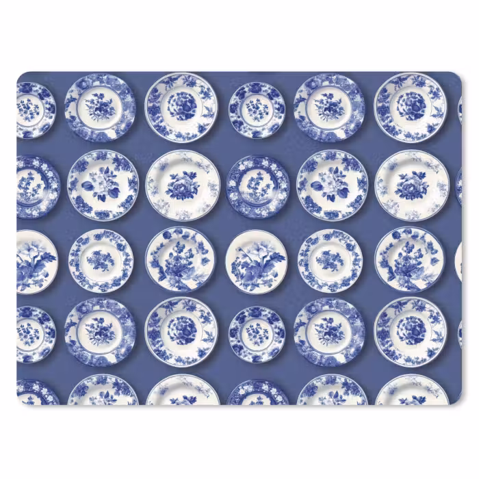Muismat - Borden - Floraal - Blauw