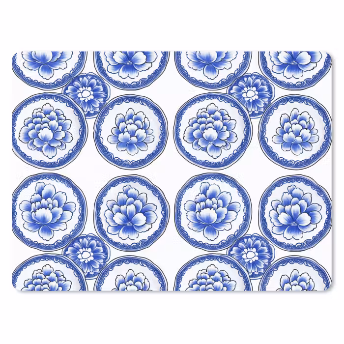 Muismat - Cirkels - Bloemen - Blauw