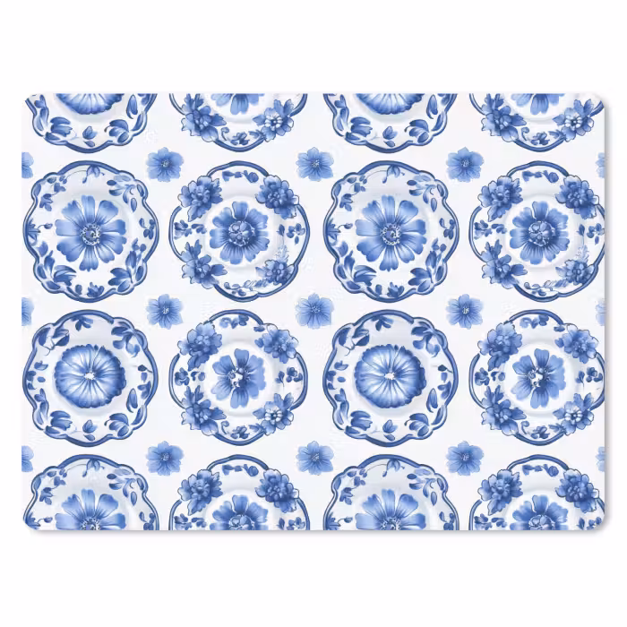 Muismat - Sierborden - Bloemen - Blauw