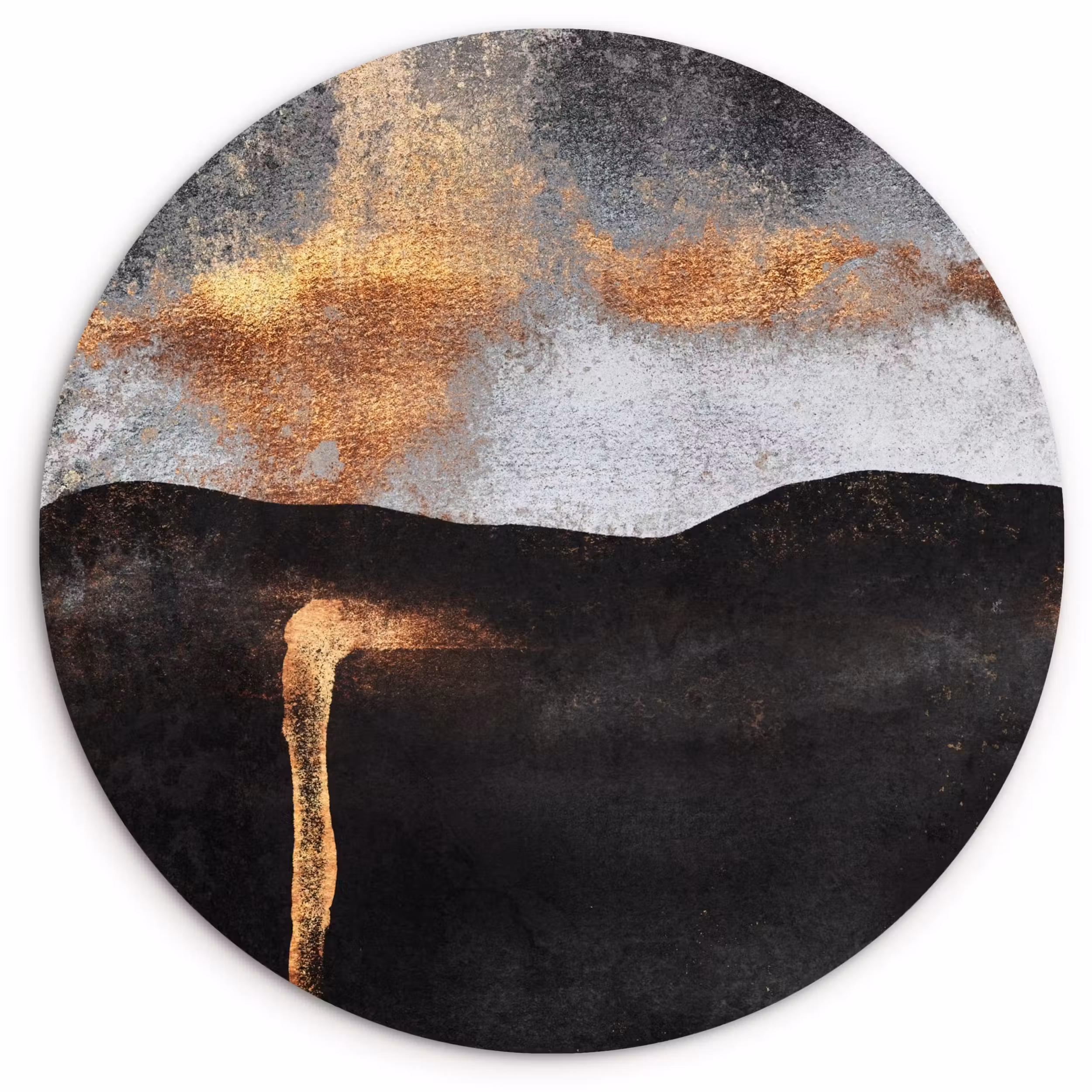 Muurcirkel - Abstract - Gold - Chic - Zwart - Grijs