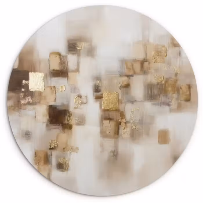Muurcirkel - Abstracte vierkanten - Aardetonen - Mistig