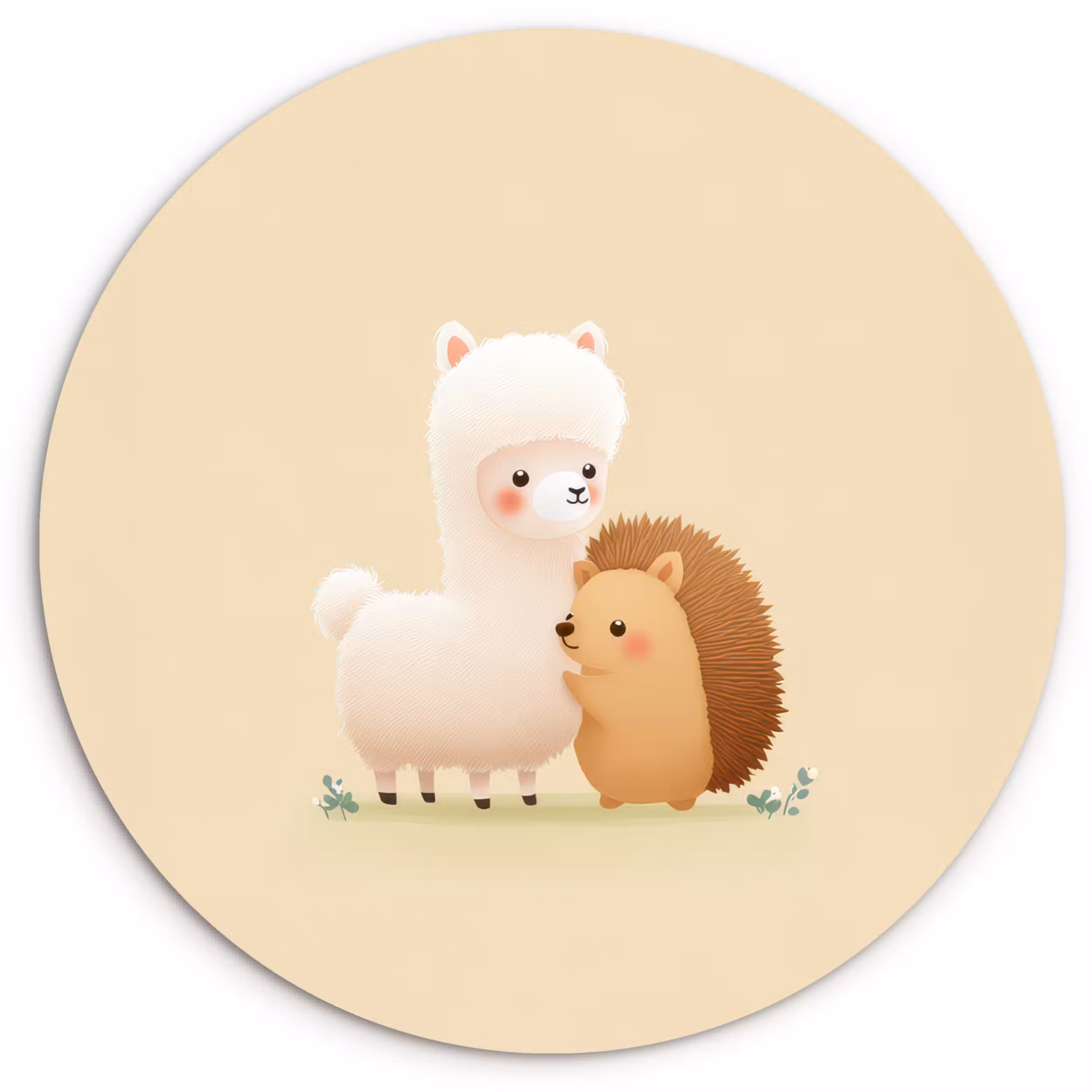 Muurcirkel - Alpaca - Egel - Bruin - Knuffelen