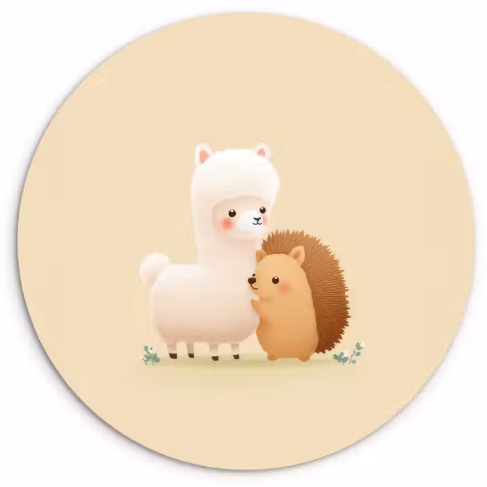 Muurcirkel - Alpaca - Egel - Bruin - Knuffelen