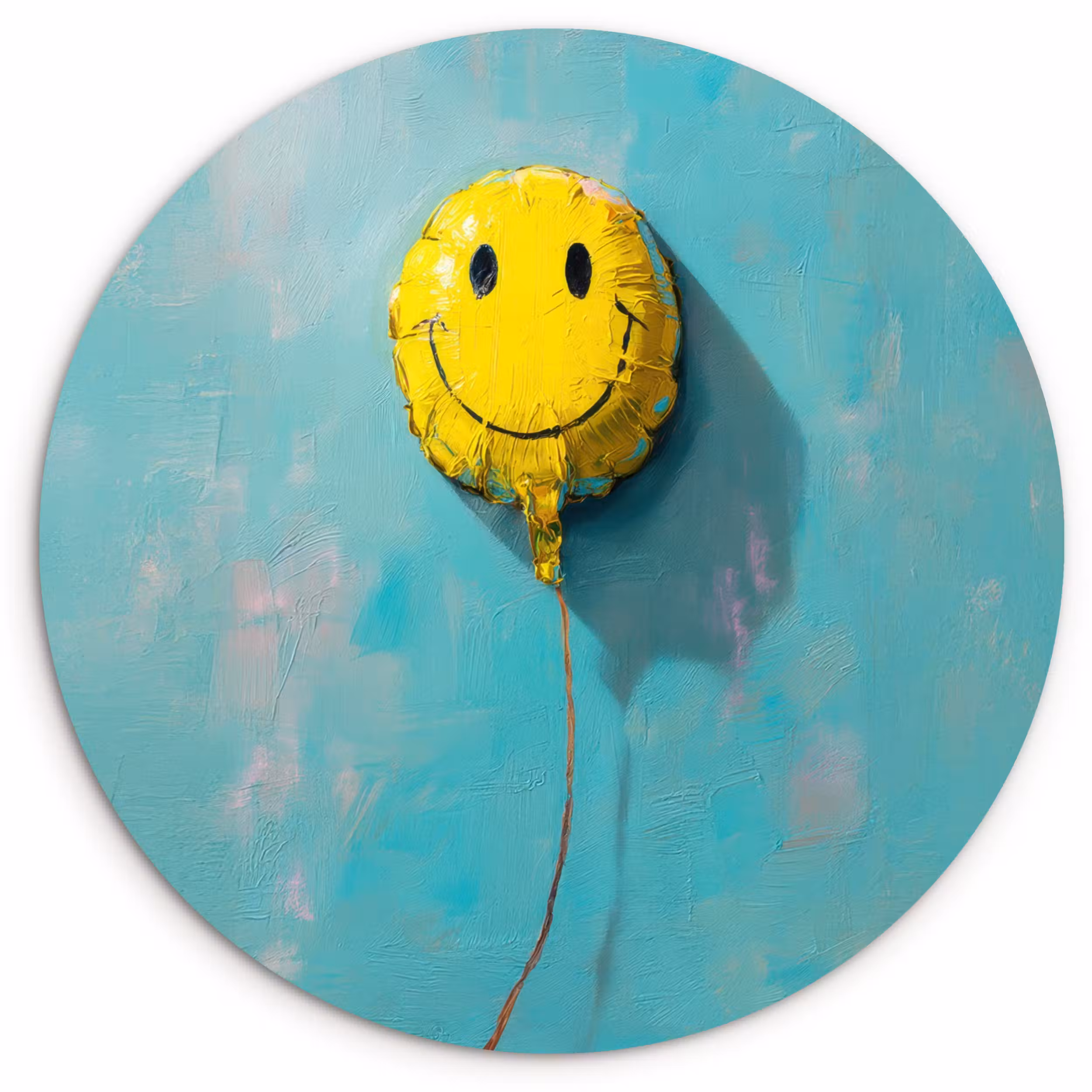 Muurcirkel - Ballon - Geel - Smiley