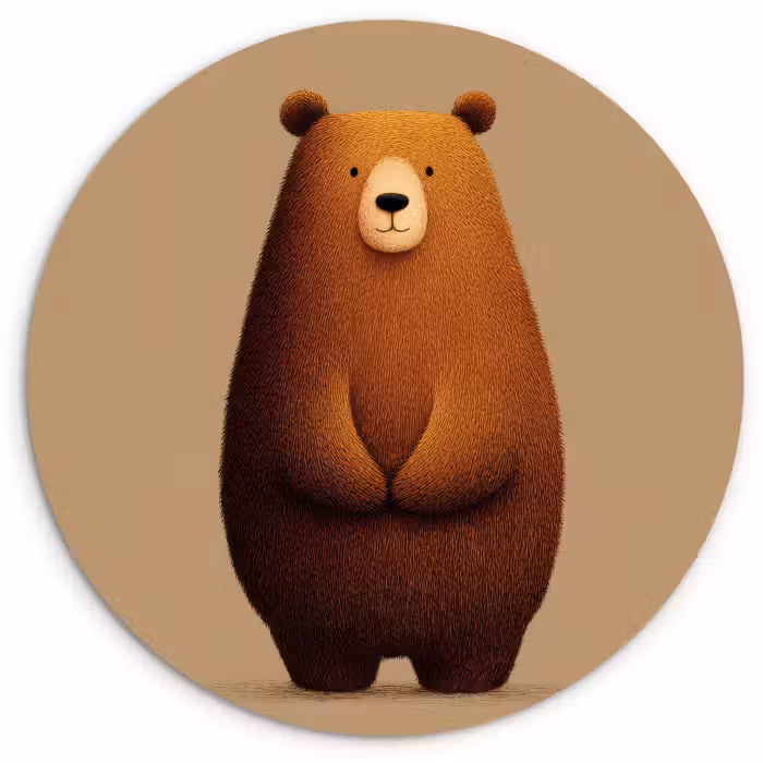 Muurcirkel - Beer - Minimalistisch - Bruin